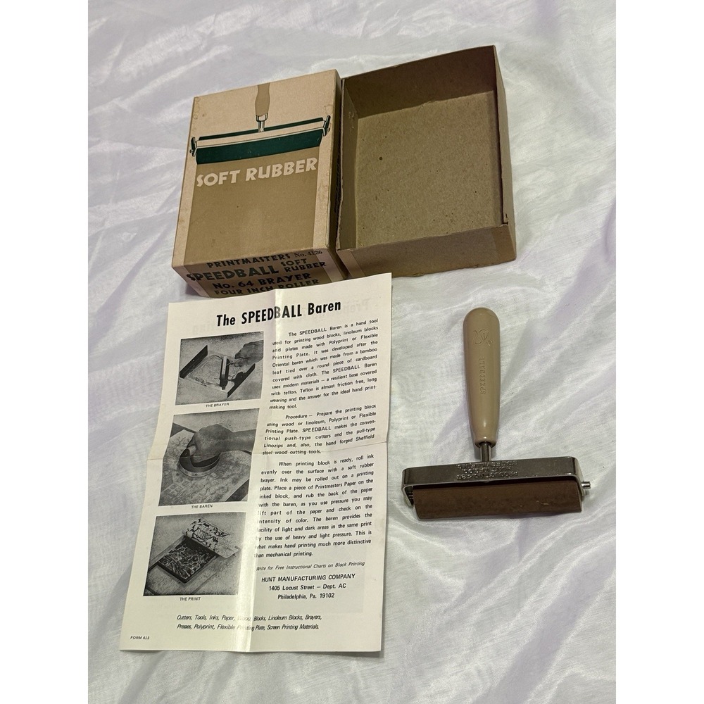 VTG Original Soft Rubber Speedball Art Roller PrintMasters 4126 Brayer No. 64